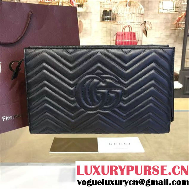 Gucci GG Marmont Matelassé Clutch Bag Fall Winter 2016 Collection Black