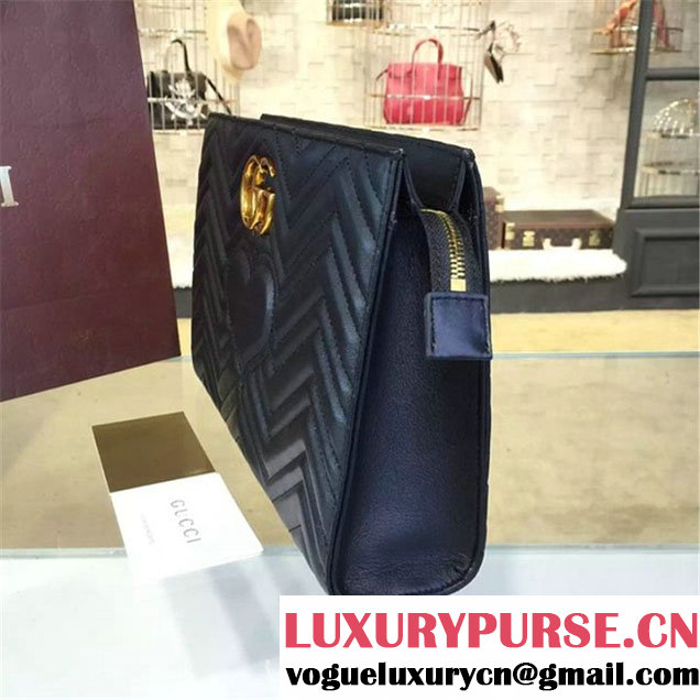 Gucci GG Marmont Matelassé Clutch Bag Fall Winter 2016 Collection Black