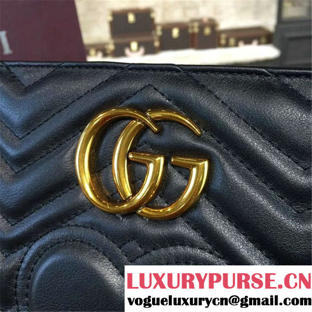 Gucci GG Marmont Matelassé Clutch Bag Fall Winter 2016 Collection Black