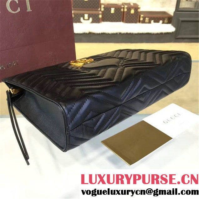 Gucci GG Marmont Matelassé Clutch Bag Fall Winter 2016 Collection Black