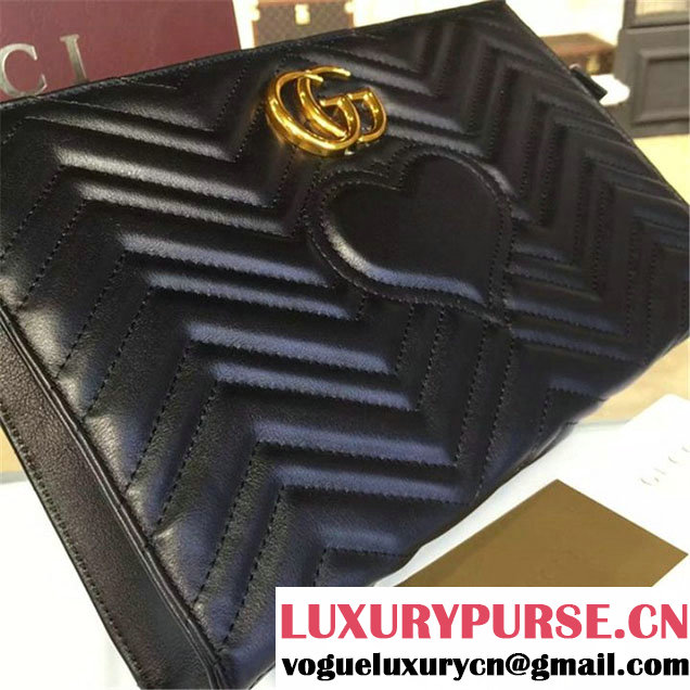 Gucci GG Marmont Matelassé Clutch Bag Fall Winter 2016 Collection Black
