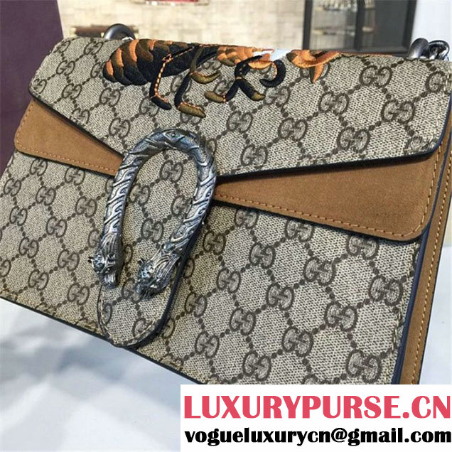 Gucci Dionysus GG Supreme Canvas with Bee Embroidery and Suede Shoulder Fall Winter 2016 Collection Beige