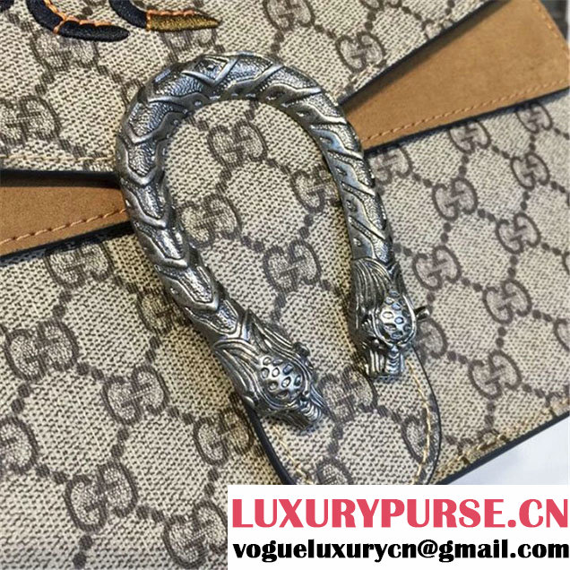 Gucci Dionysus GG Supreme Canvas with Bee Embroidery and Suede Shoulder Fall Winter 2016 Collection Beige