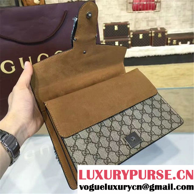 Gucci Dionysus GG Supreme Canvas with Bee Embroidery and Suede Shoulder Fall Winter 2016 Collection Beige