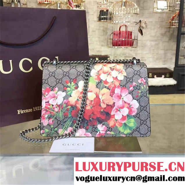 Gucci Dionysus Blooms Print GG Supreme Canvas and Suede Shoulder Fall Winter 2016 Collection Burgundy