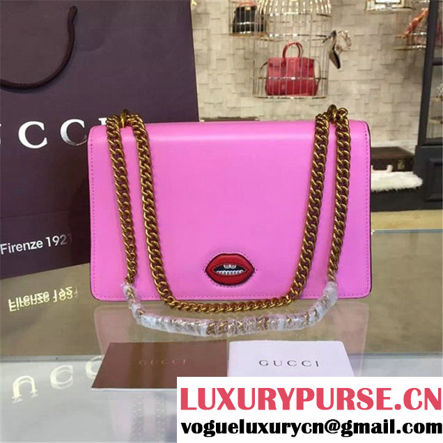 Gucci Marmont GG Supreme Hearts Medium Shoulder Bag Fall Winter 2016 Collection Pink Multi