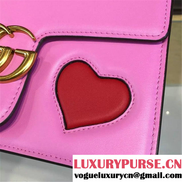 Gucci Marmont GG Supreme Hearts Medium Shoulder Bag Fall Winter 2016 Collection Pink Multi