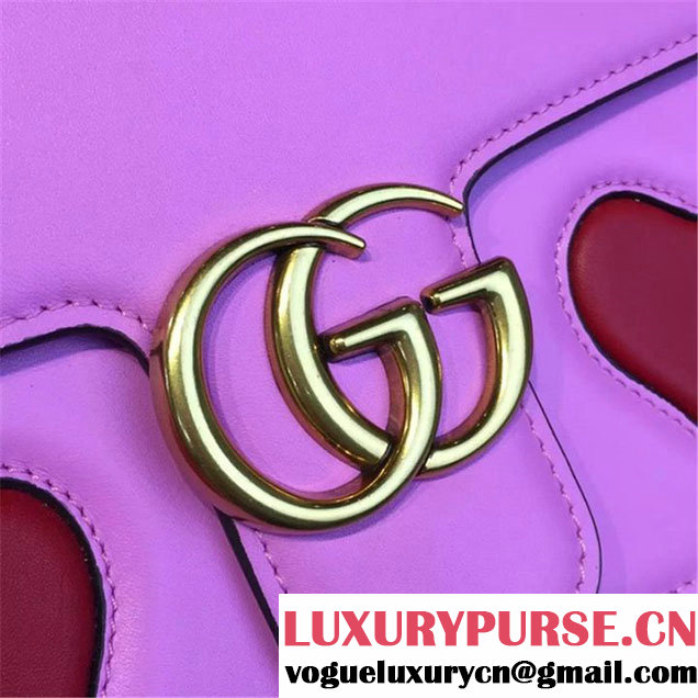 Gucci Marmont GG Supreme Hearts Medium Shoulder Bag Fall Winter 2016 Collection Pink Multi