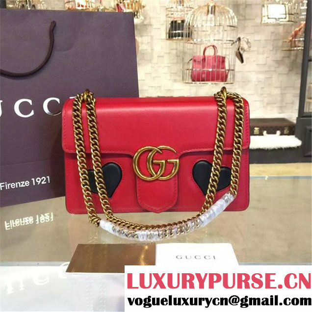 Gucci Marmont GG Supreme Hearts Medium Shoulder Bag Fall Winter 2016 Collection Red Multi