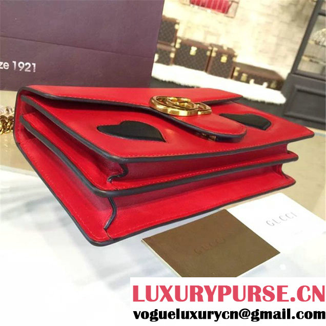 Gucci Marmont GG Supreme Hearts Medium Shoulder Bag Fall Winter 2016 Collection Red Multi
