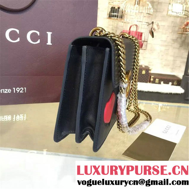 Gucci Marmont GG Supreme Hearts Medium Shoulder Bag Fall Winter 2016 Collection Black Multi