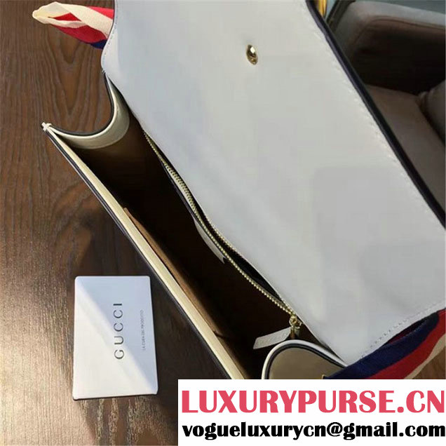Gucci Sylvie Medium Shoulder Bag Calfskin Leather Fall Winter 2016 Collection White