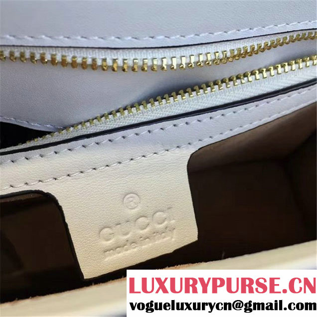 Gucci Sylvie Medium Shoulder Bag Calfskin Leather Fall Winter 2016 Collection White