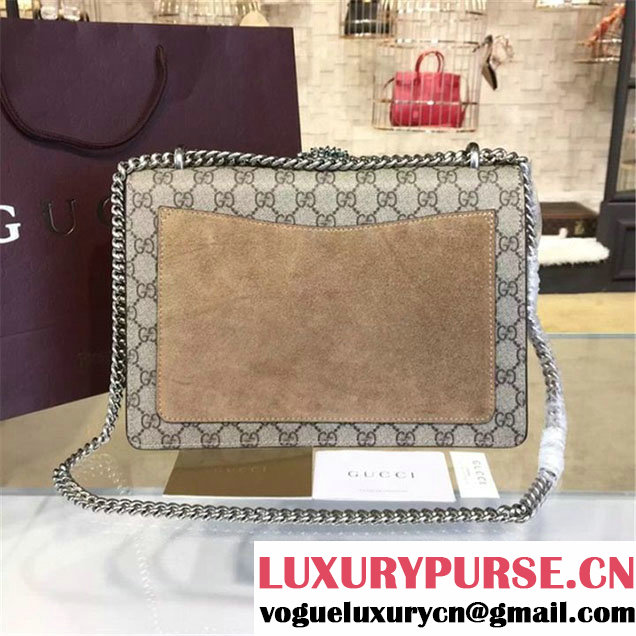 Gucci Dionysus GG Supreme Pineapple Flower Embroidery Canvas Shoulder Medium Bag Sequin Appliqué Fall Winter 2016 Collection Beige