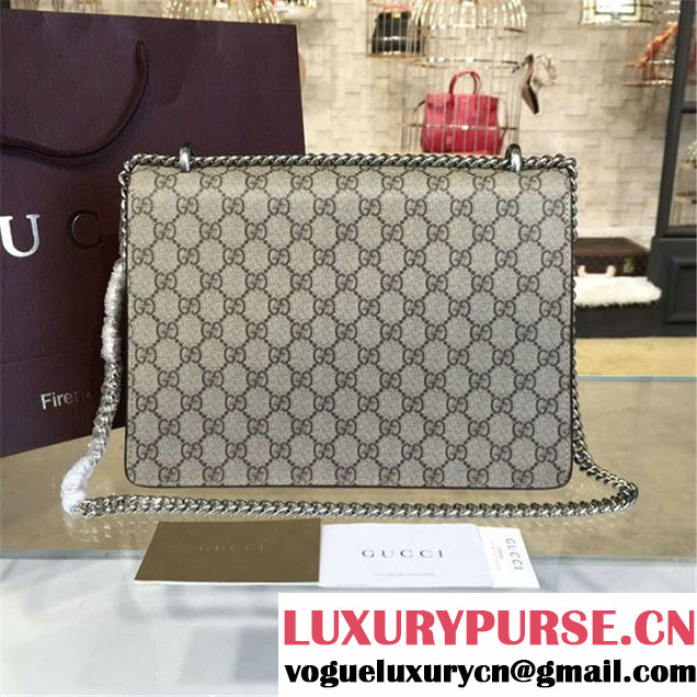 Gucci Dionysus GG Supreme Chain Heart Embroidery Canvas Shoulder Medium Bag Sequin Appliqué Fall Winter 2016 Collection Beige Red