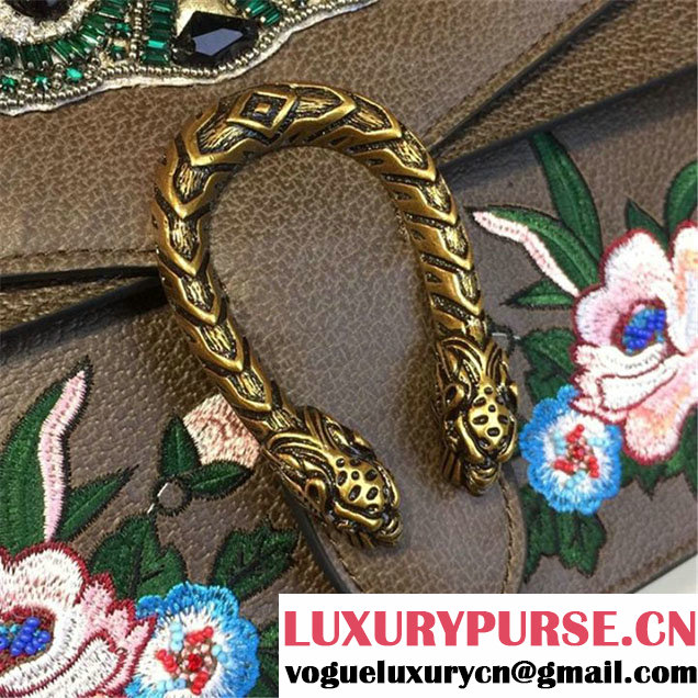Gucci Dionysus GG Supreme Owl-Embroidered Canvas Shoulder Large Bag Fall Winter 2016 Collection Brown Multi