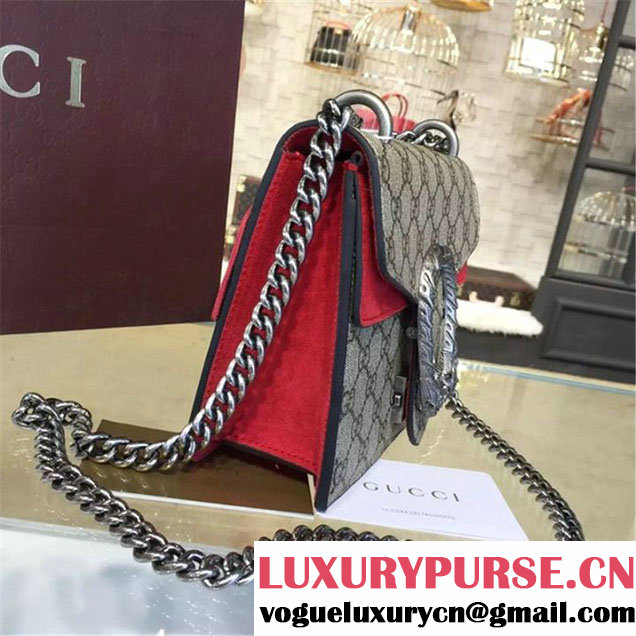 Gucci Dionysus GG Supreme Mini Coated Canvas and Suede Small Shoulder Fall Winter 2016 Collection Red