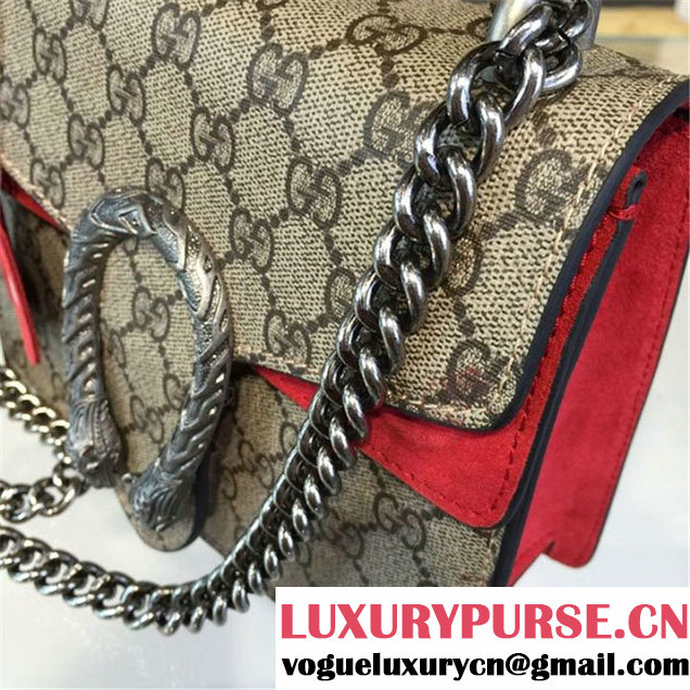 Gucci Dionysus GG Supreme Mini Coated Canvas and Suede Small Shoulder Fall Winter 2016 Collection Red
