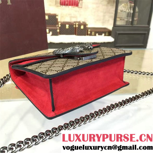 Gucci Dionysus GG Supreme Mini Coated Canvas and Suede Small Shoulder Fall Winter 2016 Collection Red