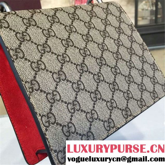 Gucci Dionysus GG Supreme Mini Coated Canvas and Suede Small Shoulder Fall Winter 2016 Collection Red