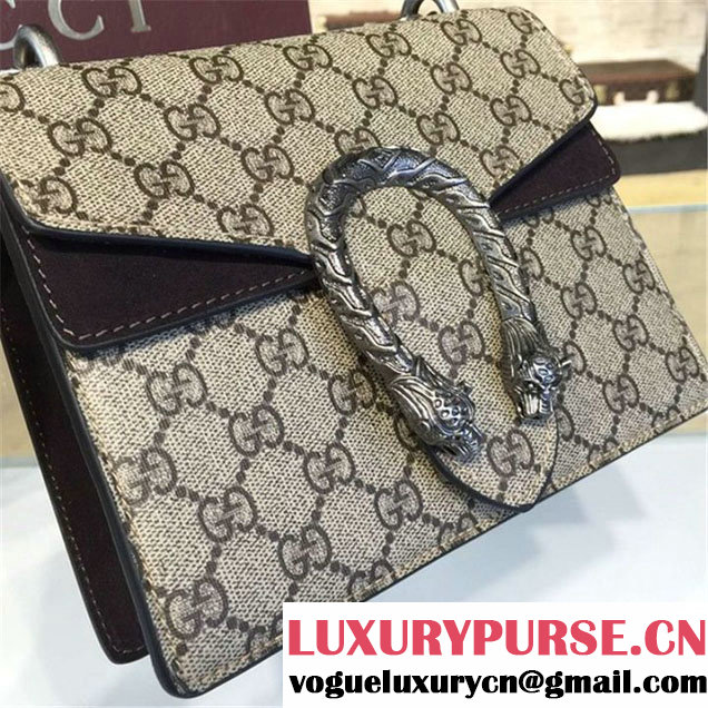 Gucci Dionysus GG Supreme Mini Coated Canvas and Suede Small Shoulder Fall Winter 2016 Collection Black