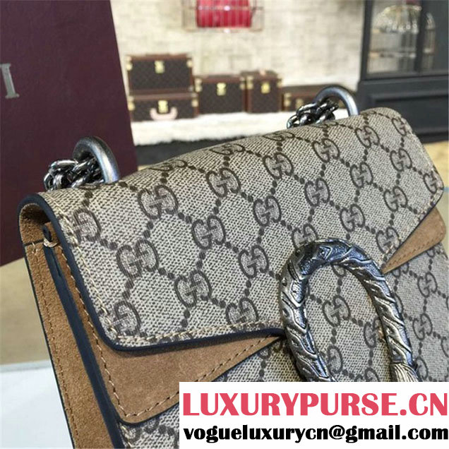 Gucci Dionysus GG Supreme Mini Coated Canvas and Suede Small Shoulder Fall Winter 2016 Collection Beige