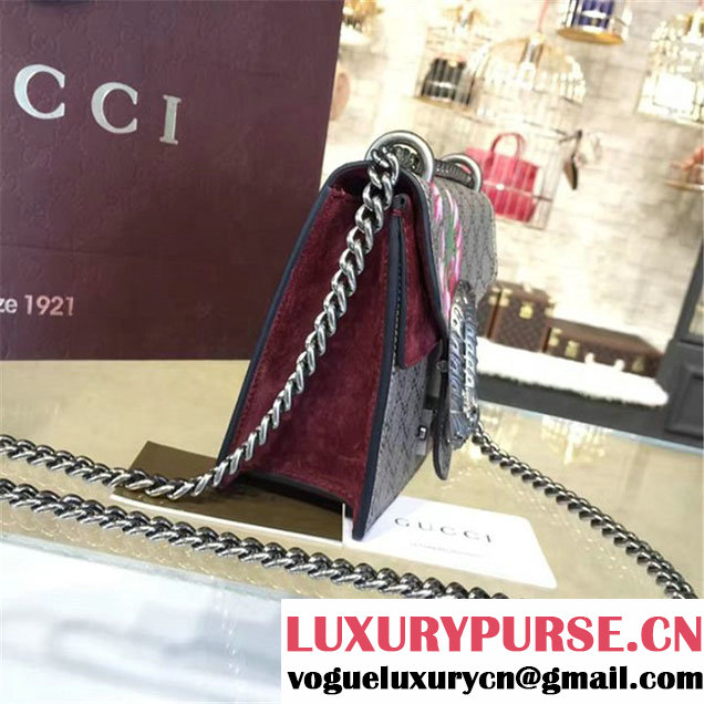 Gucci Dionysus GG Supreme Mini Coated Canvas and Suede Small Shoulder Fall Winter 2016 Collection Burgundy