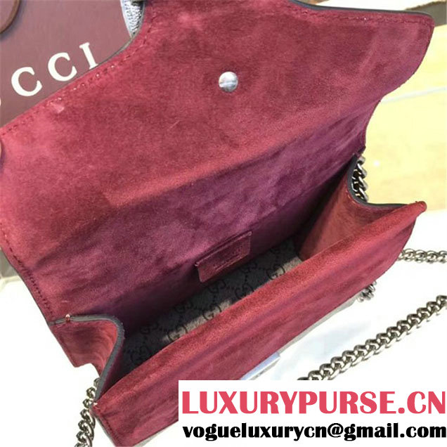 Gucci Dionysus GG Supreme Mini Coated Canvas and Suede Small Shoulder Fall Winter 2016 Collection Burgundy