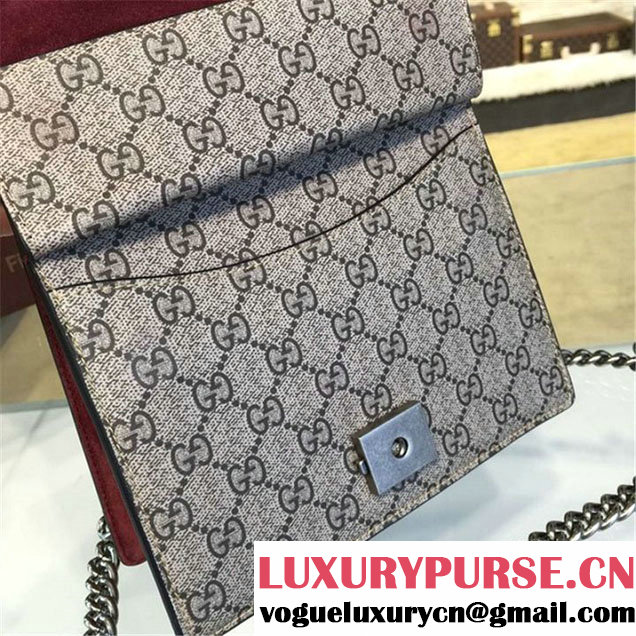 Gucci Dionysus GG Supreme Mini Coated Canvas and Suede Small Shoulder Fall Winter 2016 Collection Burgundy