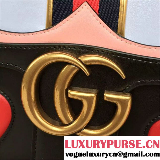 Gucci GG Marmont Medium Web Heart Shoulder Bag Fall Winter 2016 Collection Black Multi