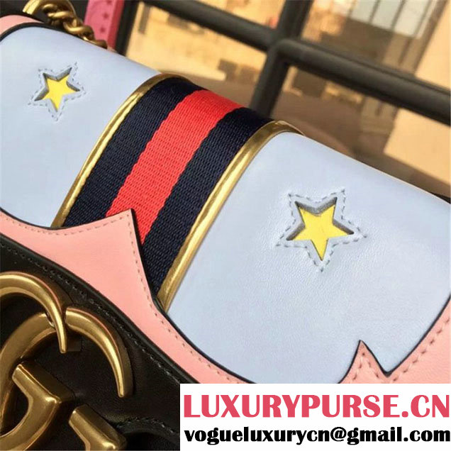 Gucci GG Marmont Medium Web Heart Shoulder Bag Fall Winter 2016 Collection Black Multi
