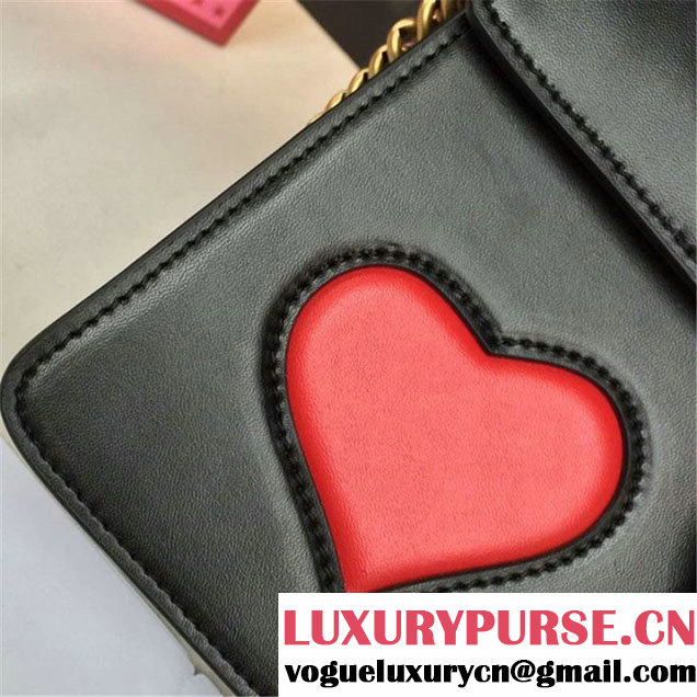 Gucci GG Marmont Medium Web Heart Shoulder Bag Fall Winter 2016 Collection Black Multi