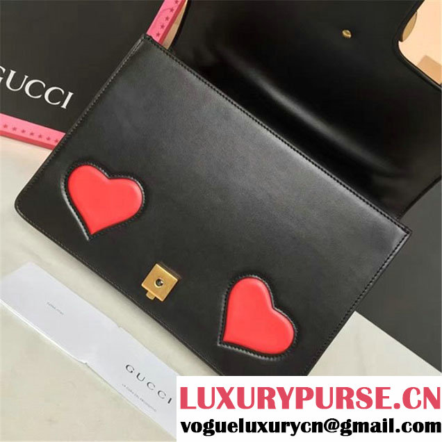 Gucci GG Marmont Medium Web Heart Shoulder Bag Fall Winter 2016 Collection Black Multi
