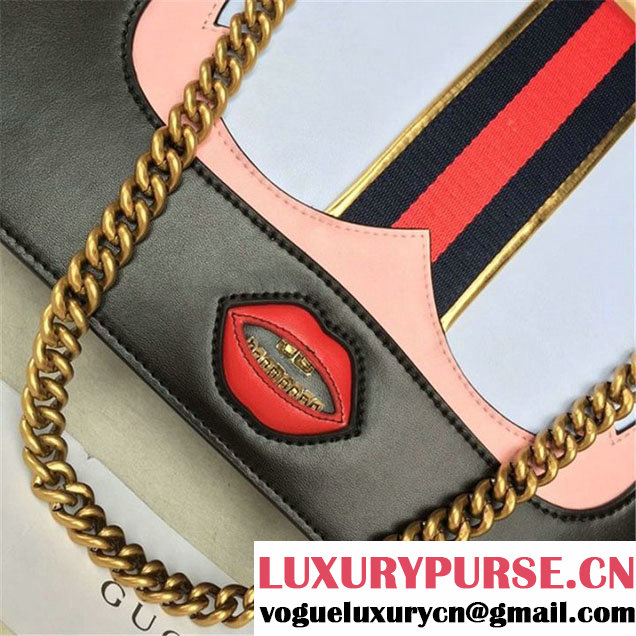 Gucci GG Marmont Medium Web Heart Shoulder Bag Fall Winter 2016 Collection Black Multi