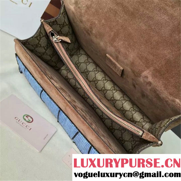 Gucci Dionysus GG Supreme Lightning Bolt Lips Embroidery Canvas Shoulder Medium Bag Sequin Appliqué Fall Winter 2016 Collection Beige