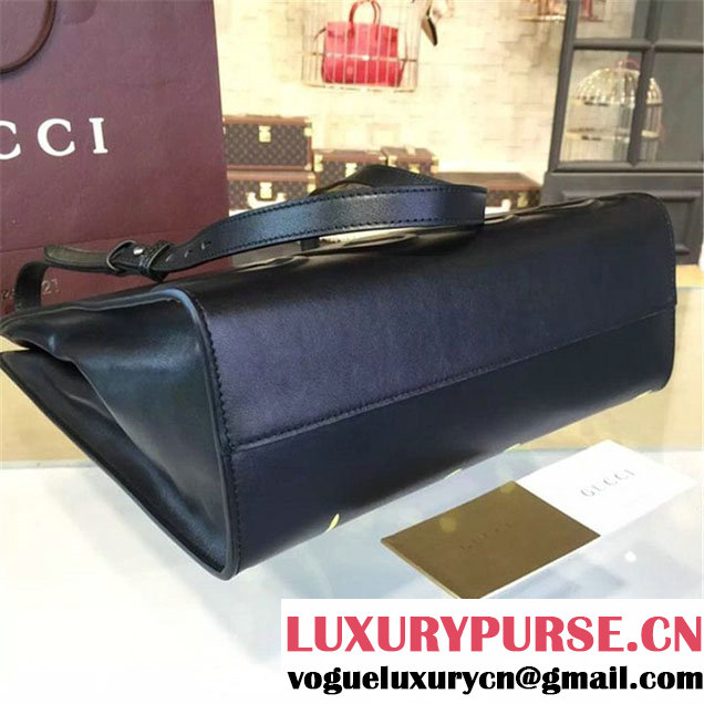 Gucci "Real" XL Leather Tote Bag Calfskin Leather Fall Winter 2016 Collection Black Yellow