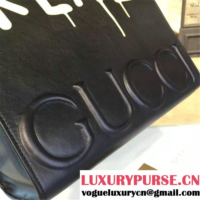 Gucci "Real" XL Leather Tote Bag Calfskin Leather Fall Winter 2016 Collection Black Yellow