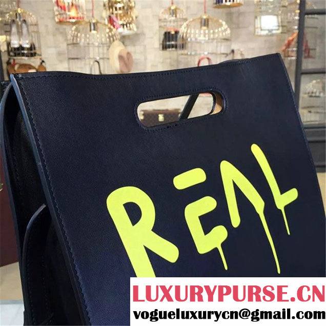 Gucci "Real" XL Leather Tote Bag Calfskin Leather Fall Winter 2016 Collection Black Yellow