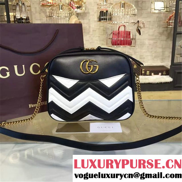 Gucci GG Marmont Matelassé Large Shoulder Bag Fall Winter 2016 Collection Black White