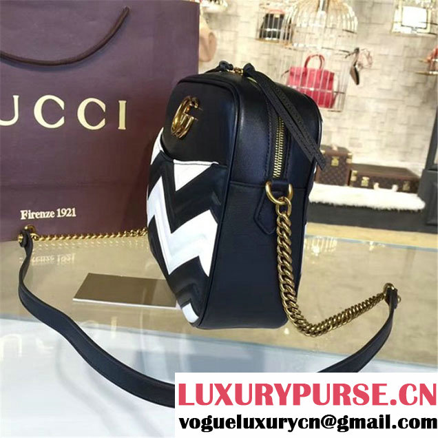Gucci GG Marmont Matelassé Large Shoulder Bag Fall Winter 2016 Collection Black White
