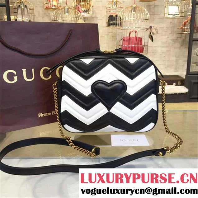 Gucci GG Marmont Matelassé Large Shoulder Bag Fall Winter 2016 Collection Black White