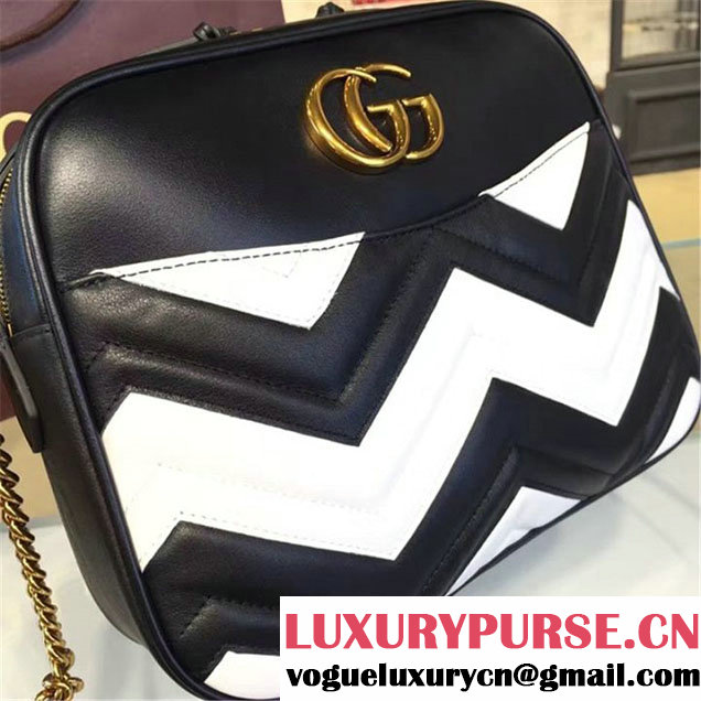 Gucci GG Marmont Matelassé Large Shoulder Bag Fall Winter 2016 Collection Black White
