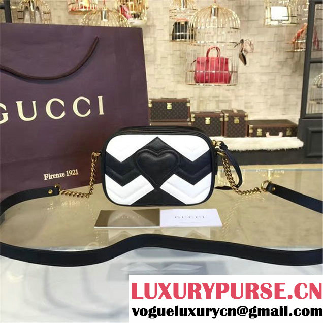 Gucci GG Marmont Matelassé Mini Shoulder Bag Fall Winter 2016 Collection Black White