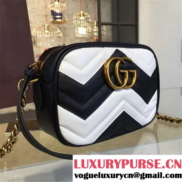 Gucci GG Marmont Matelassé Mini Shoulder Bag Fall Winter 2016 Collection Black White