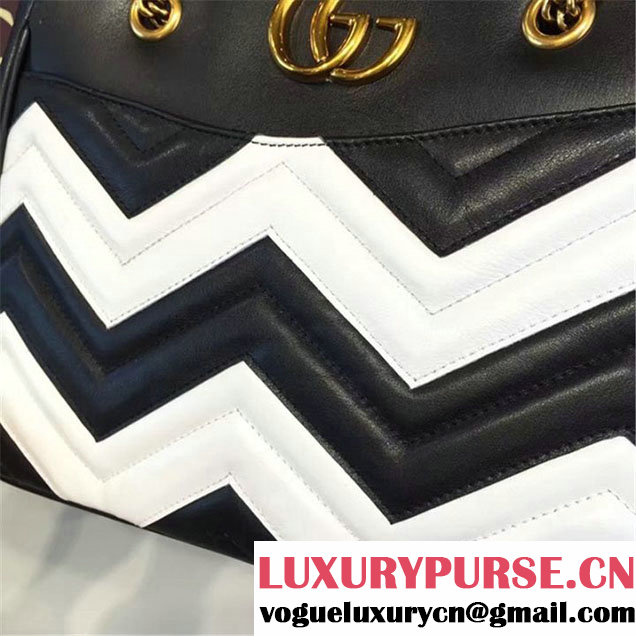 Gucci GG Marmont Matelassé Large Tote Bag Calfskin Leather Fall Winter 2016 Collection Black White