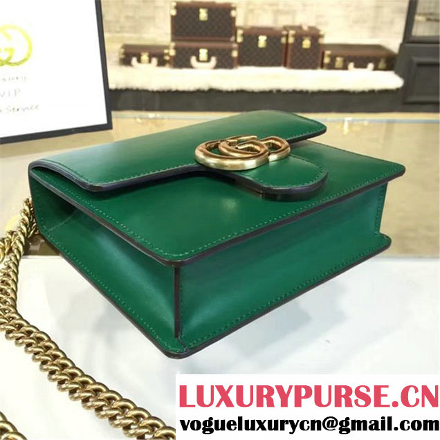 Gucci GG Marmont Leather Shoulder Box Bag 431384 Fall Winter 2016 Collection Green
