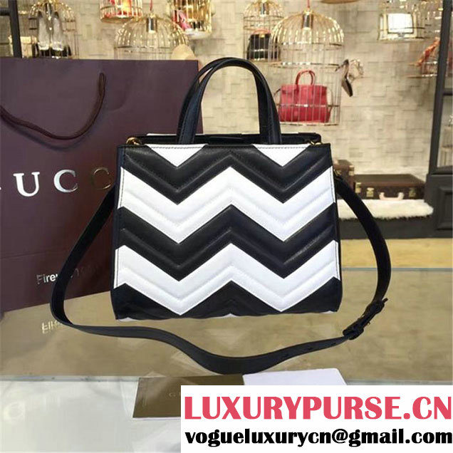 Copy of Copy of Gucci GG Marmont Matelassé Large Tote Bag Calfskin Leather Fall Winter 2016 Collection Black White