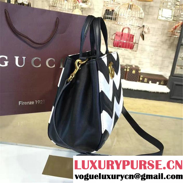 Copy of Copy of Gucci GG Marmont Matelassé Large Tote Bag Calfskin Leather Fall Winter 2016 Collection Black White