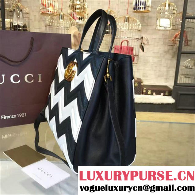 Copy of Gucci GG Marmont Matelassé Large Tote Bag Calfskin Leather Fall Winter 2016 Collection Black White