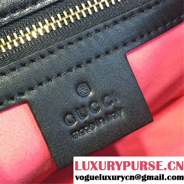 Gucci Velvet Marmont Matelassé Medium Shoulder Bag Original Leather Fall Winter 2016 Collection Black